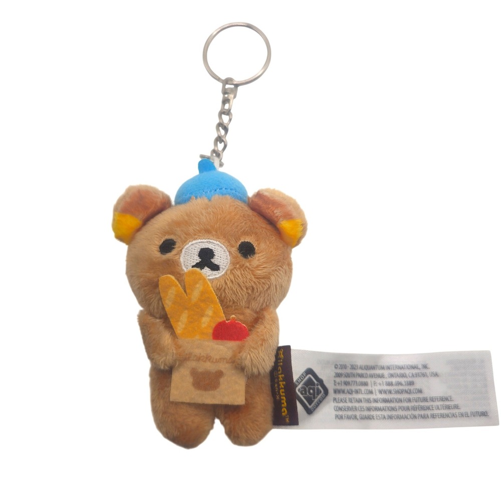 RARE 2010 Rilakkuma Bear with Baguette Plush Keychain Bonjour Rilakkuma San-X